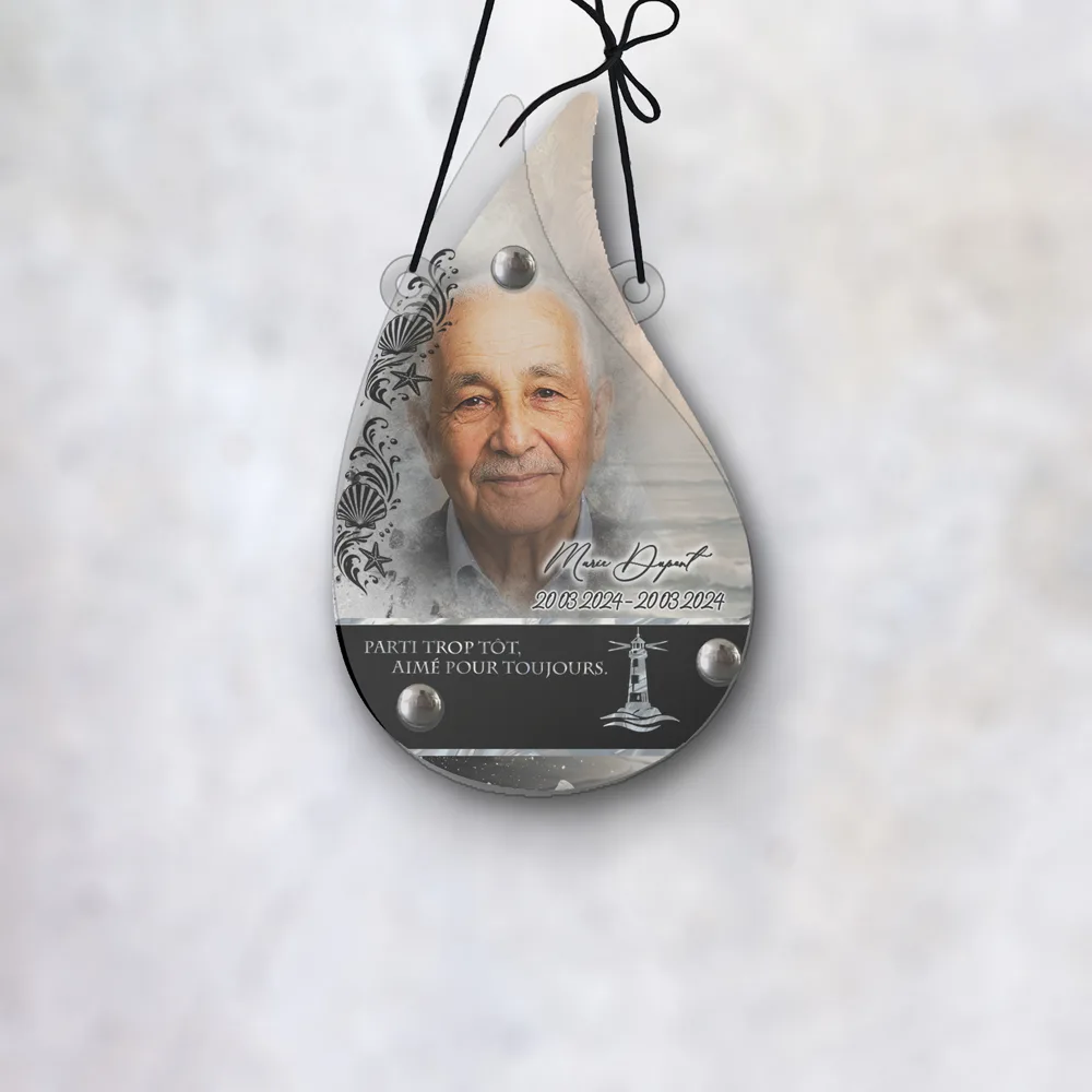 Plaque Flamme Mer suspendue par cordelette