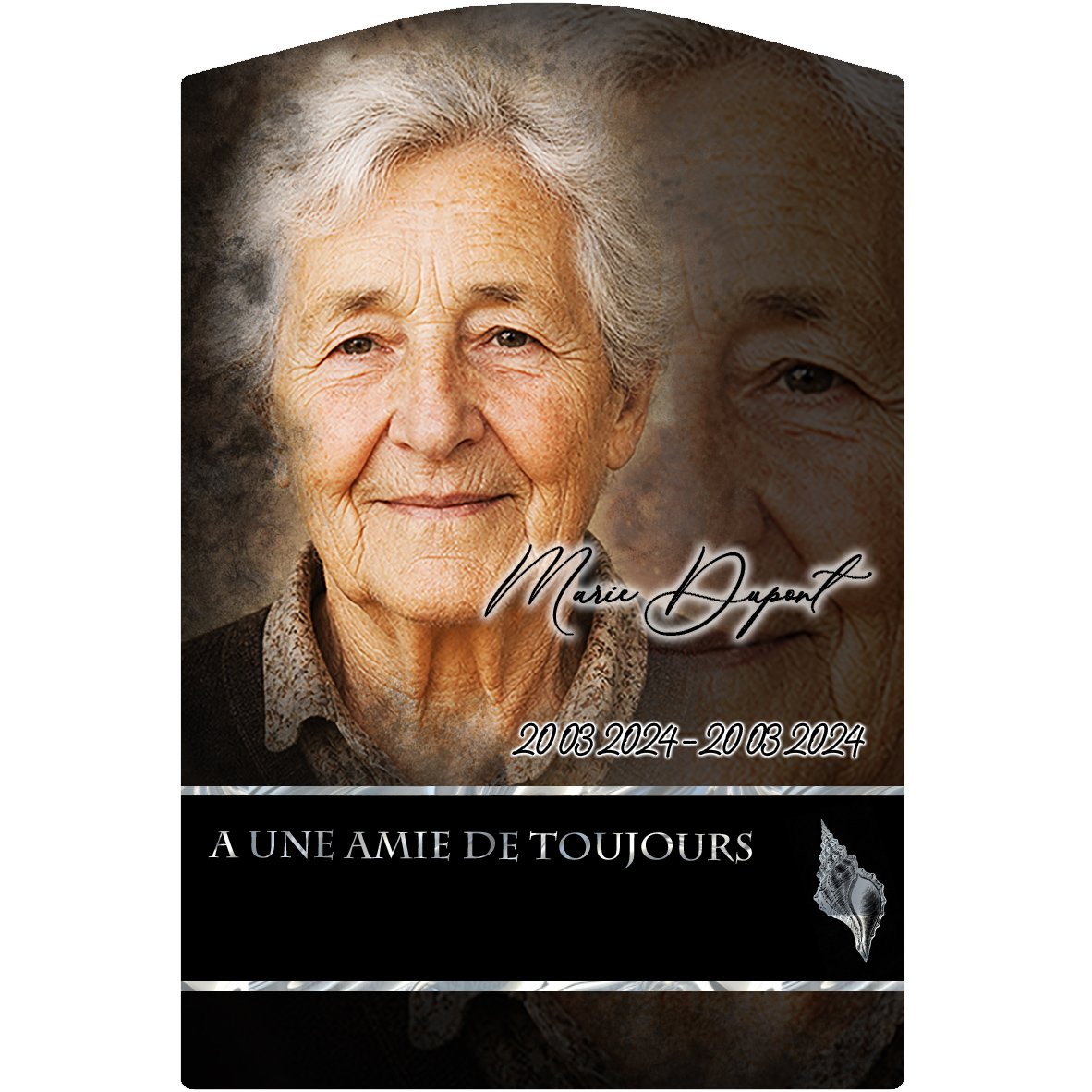 Plaque Stèle Mer effet Crayon, ambiance complète portrait + fond