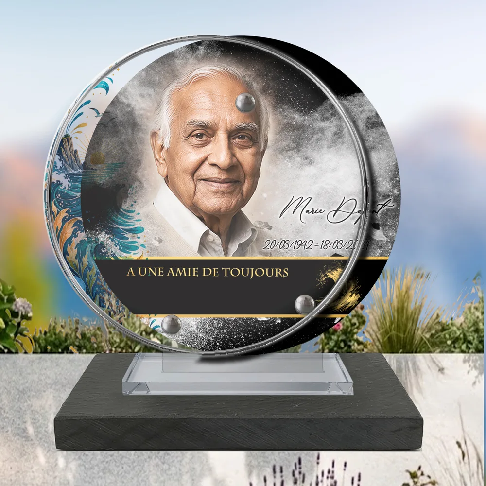 Plaque Circulaire Mer à poser sur socle ardoise du Brésil