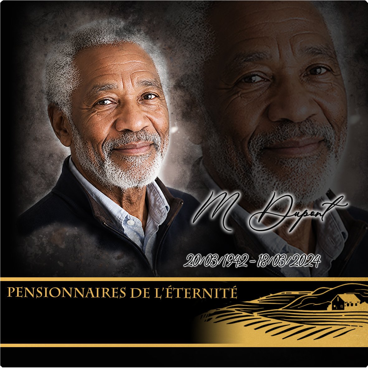 Plaque Carré Campagne effet Crayon, ambiance complète portrait + fond