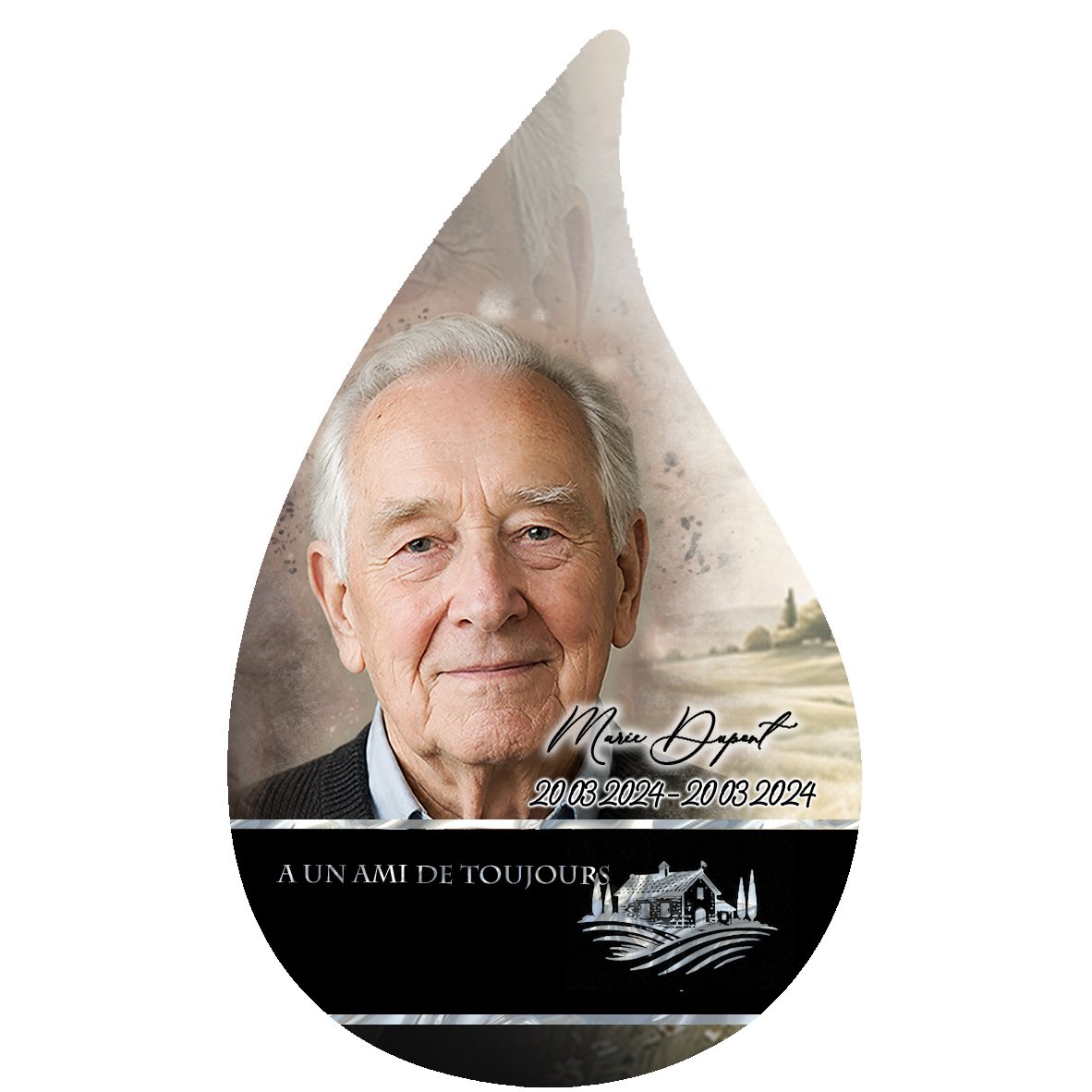 Plaque Flamme Campagne effet Crayon, ambiance complète portrait + fond
