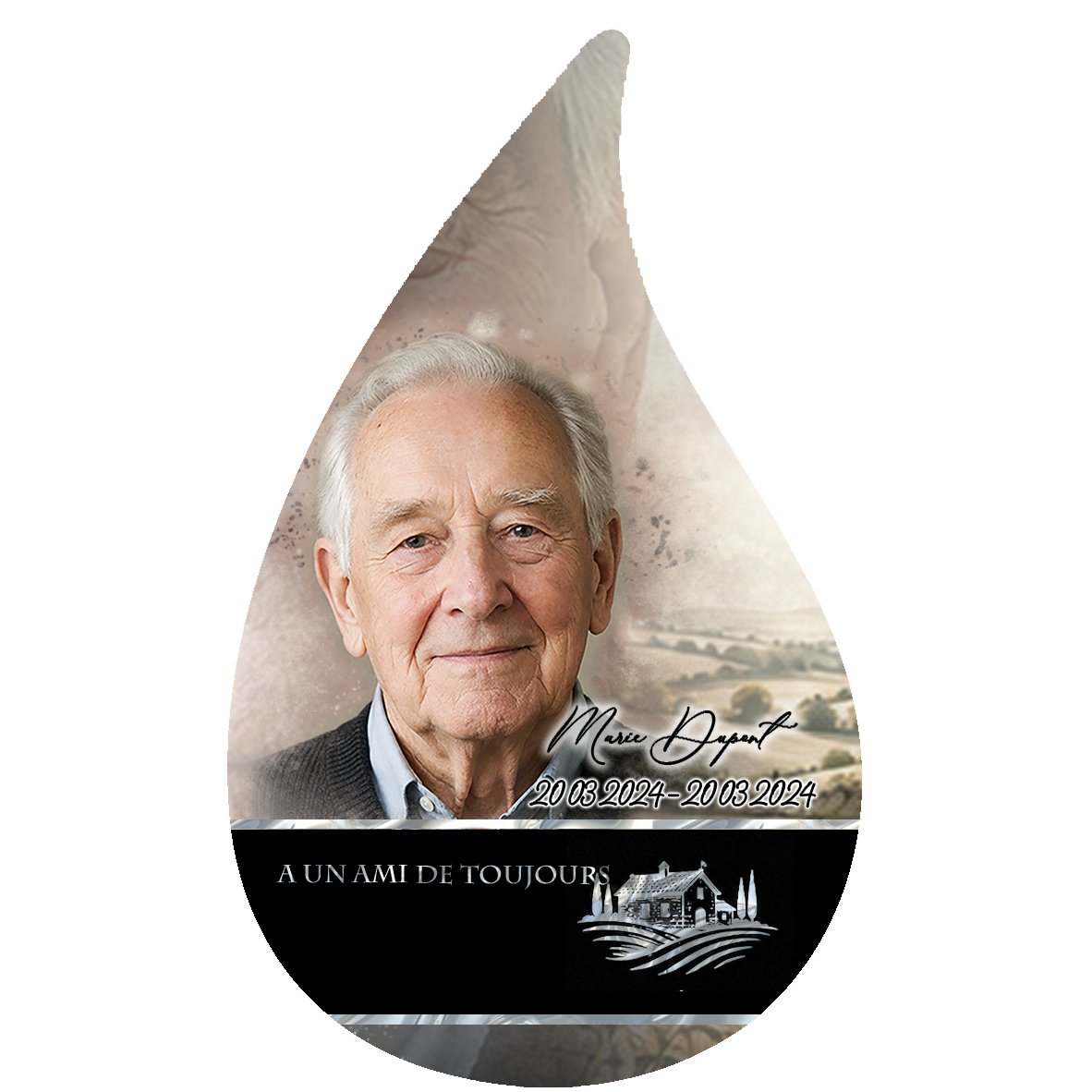 Plaque Flamme Campagne effet Pastel, ambiance complète portrait + fond