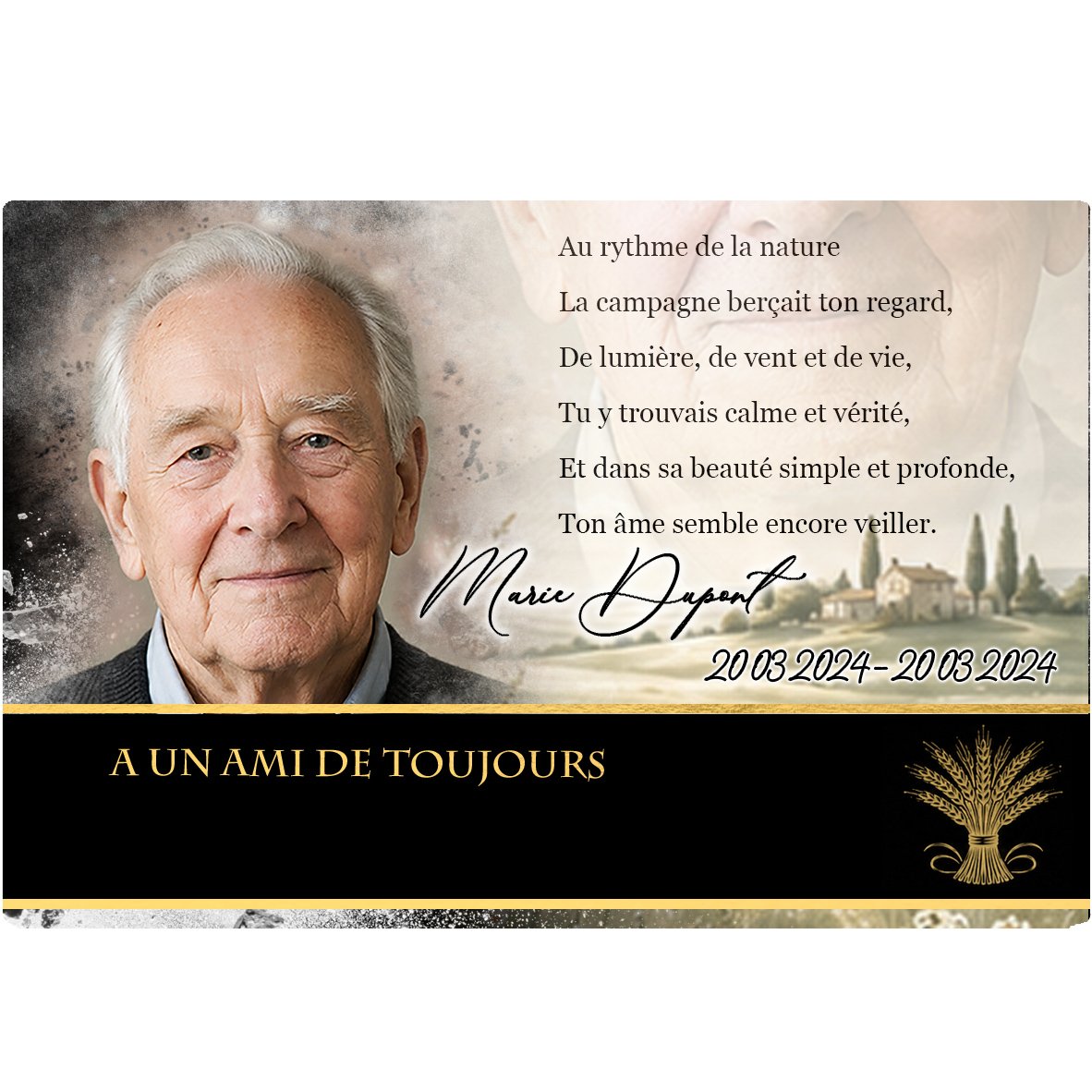 Plaque Panoramique Campagne effet Éclat, ambiance complète portrait + fond