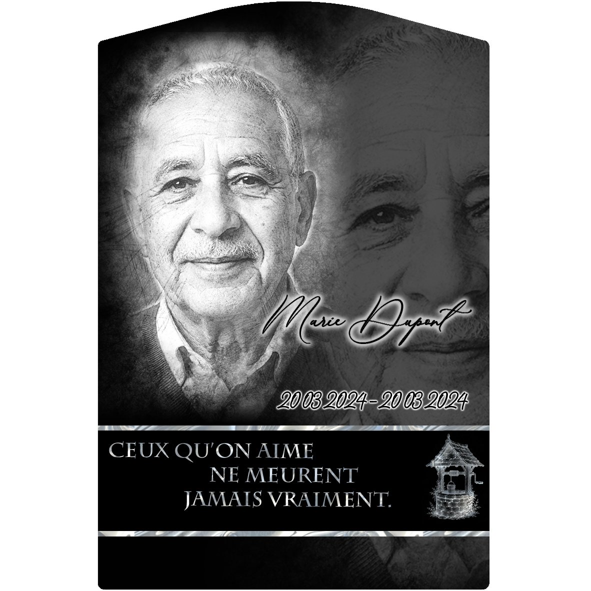 Plaque Stèle Campagne effet Crayon, ambiance complète portrait + fond