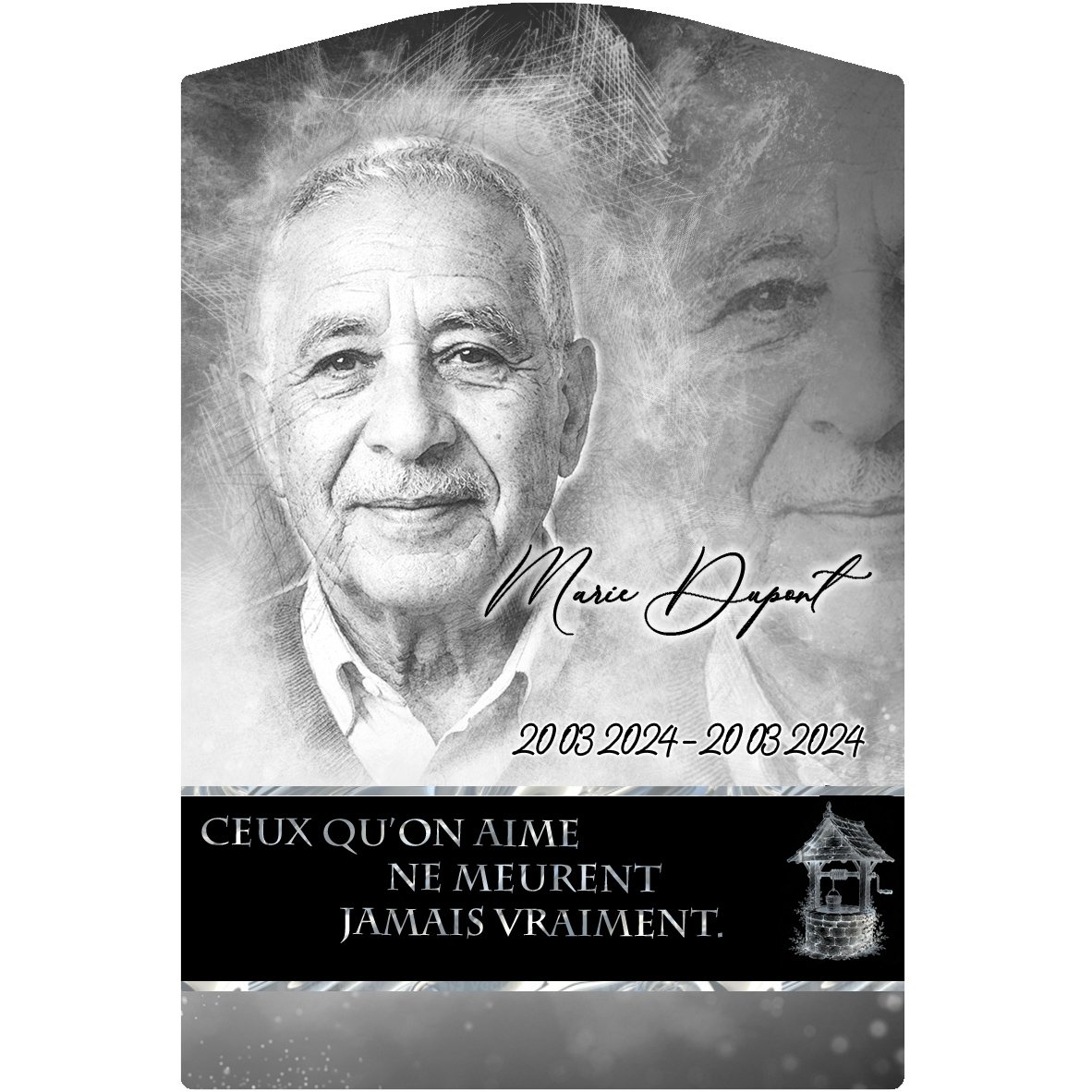 Plaque Stèle Campagne effet Pastel, ambiance complète portrait + fond