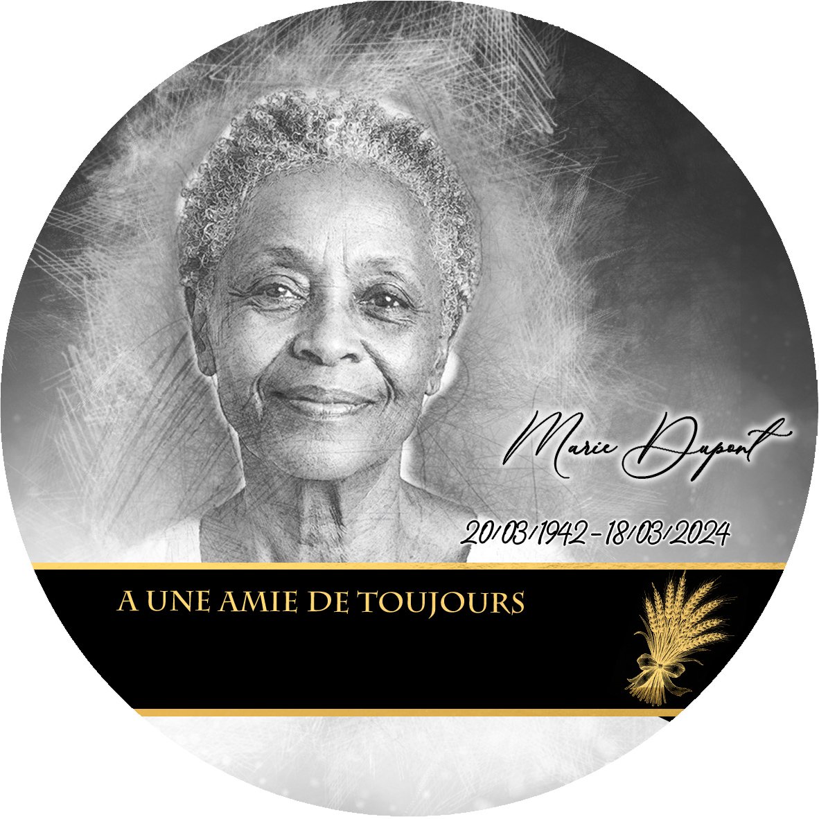 Plaque Circulaire Campagne effet Pastel, ambiance complète portrait + fond