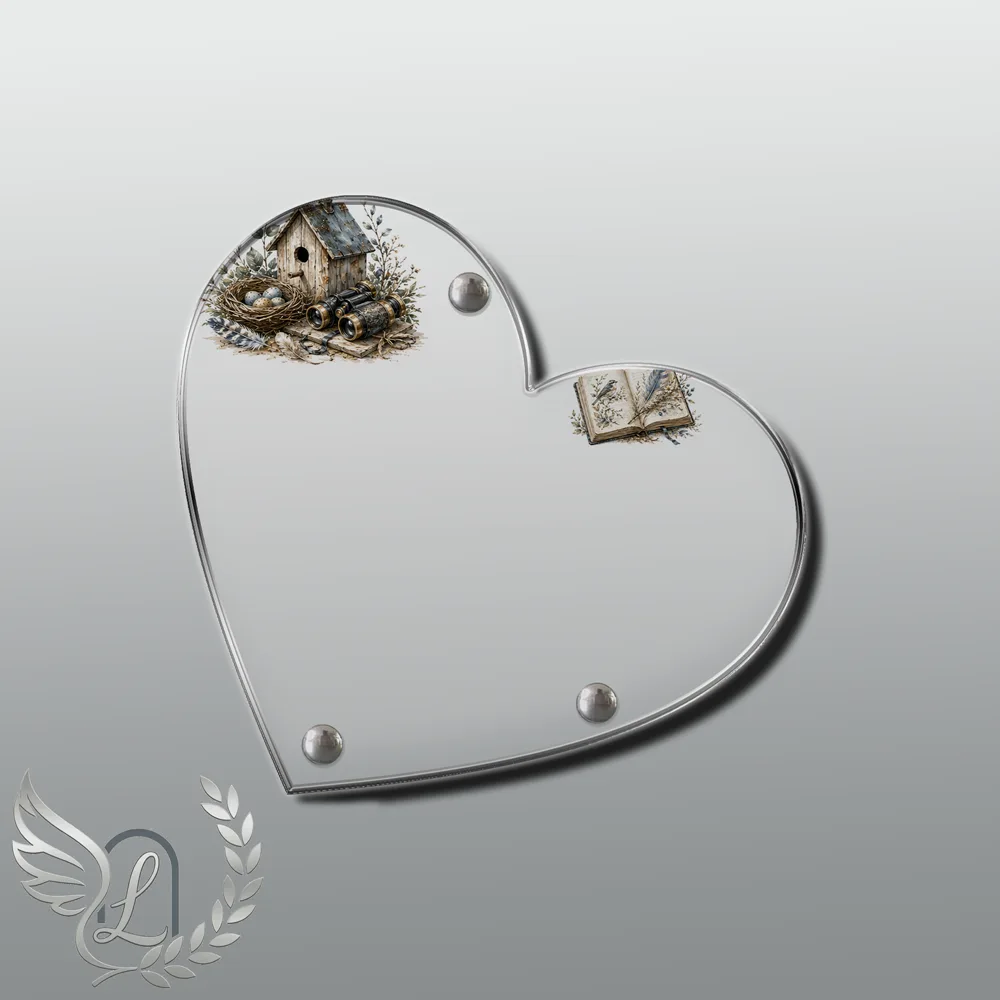 Plaque Cœur Oiseaux nue motif 01