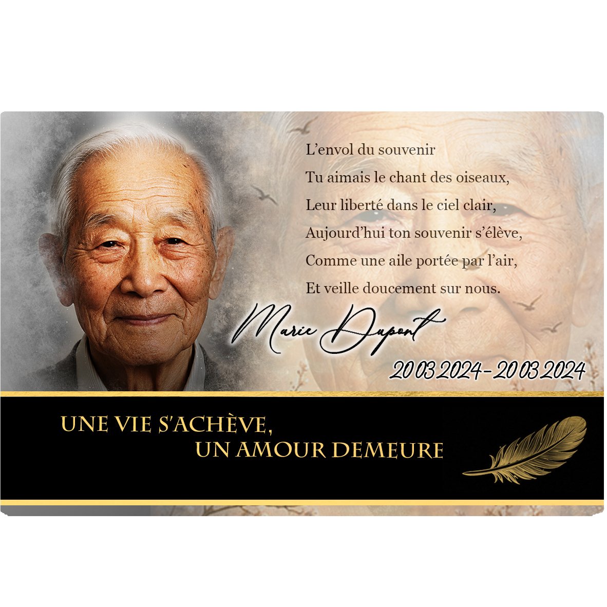 Plaque Panoramique Oiseaux effet Crayon, ambiance complète portrait + fond