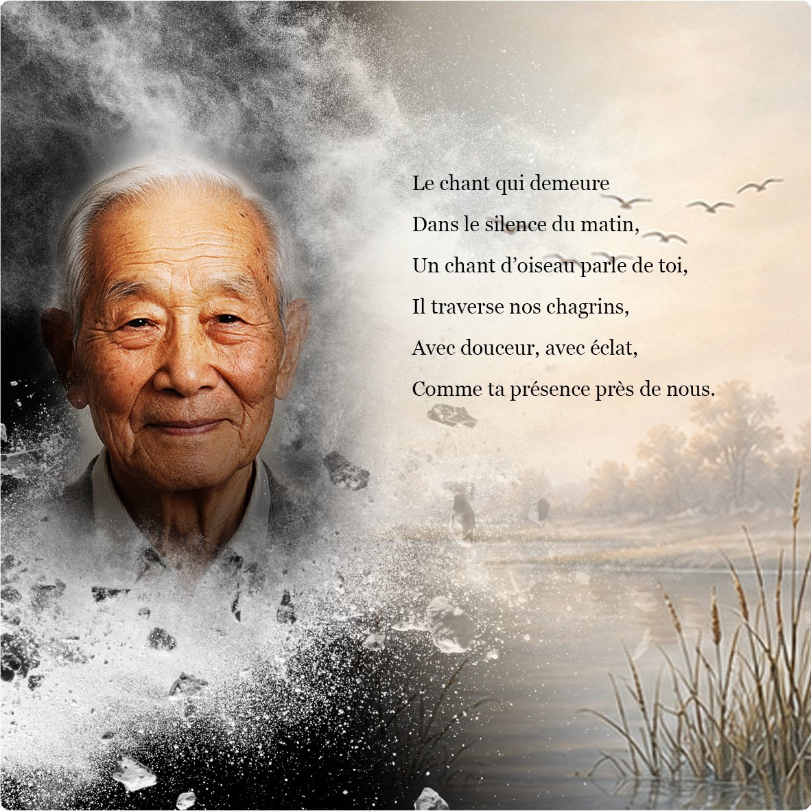 Plaque funéraire Oiseaux forme Panoramique