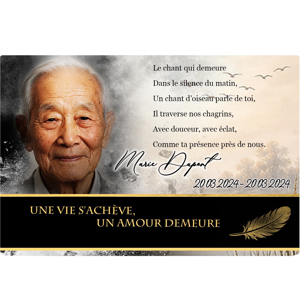 Plaque Panoramique Oiseaux effet Éclat, ambiance complète portrait + fond