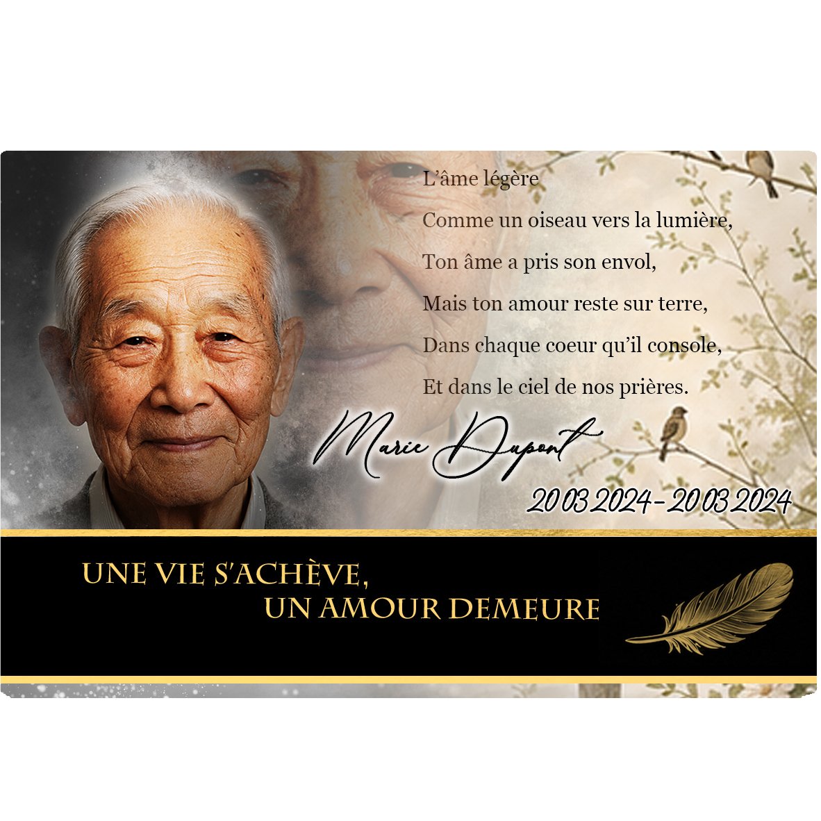 Plaque Panoramique Oiseaux effet Pastel, ambiance complète portrait + fond