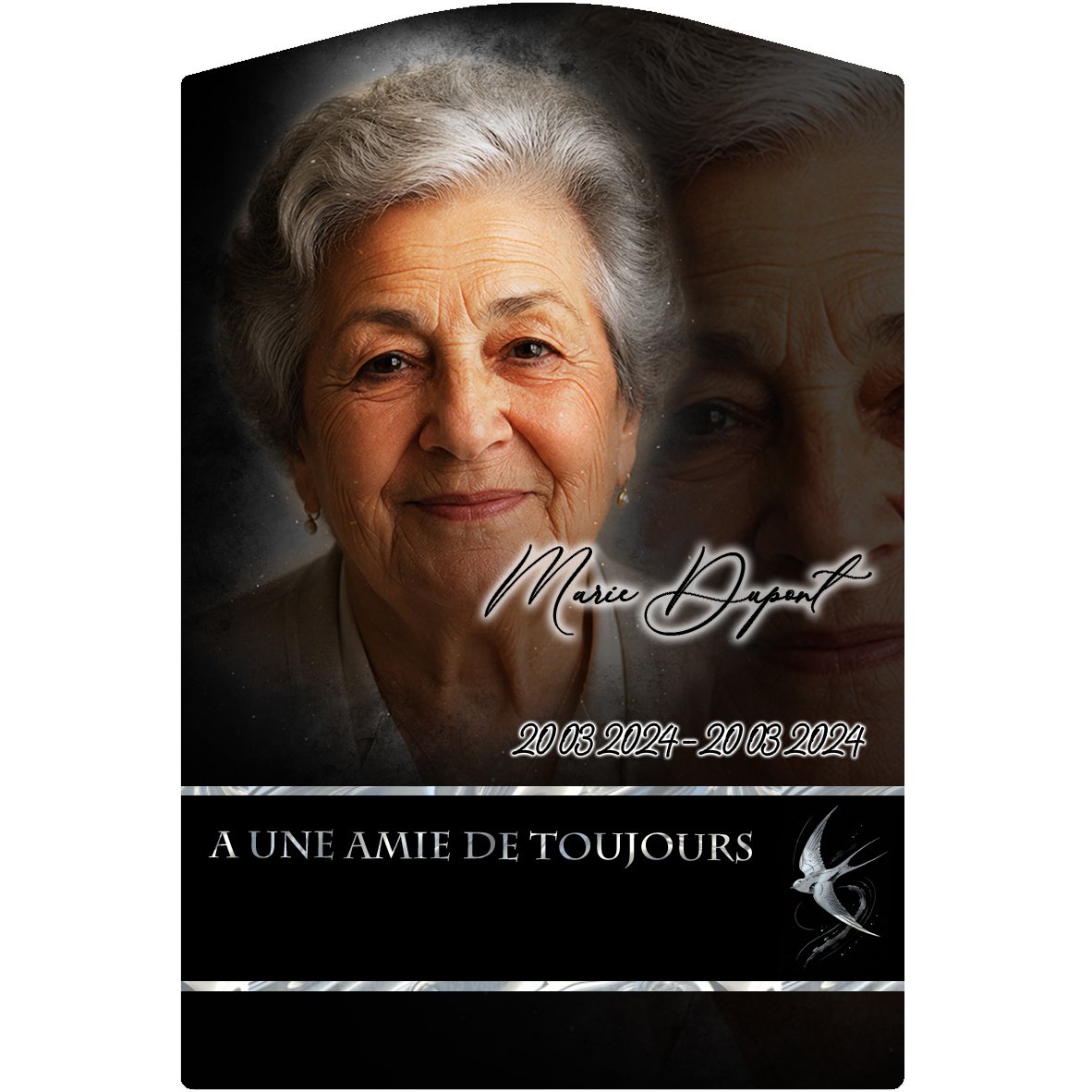 Plaque Stèle Oiseaux effet Crayon, ambiance complète portrait + fond