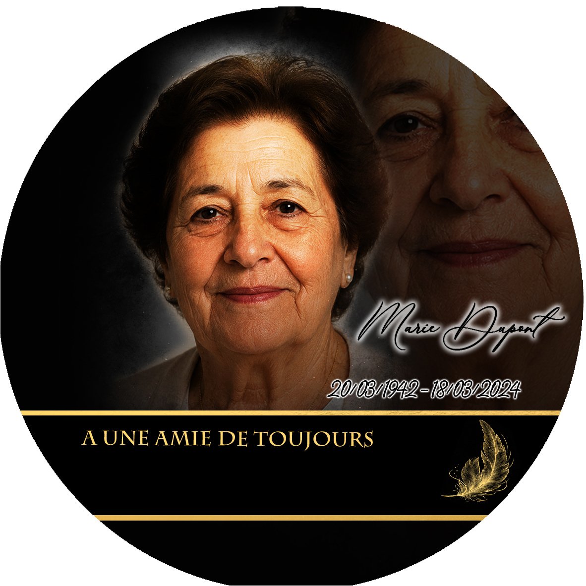 Plaque Circulaire Oiseaux effet Crayon, ambiance complète portrait + fond