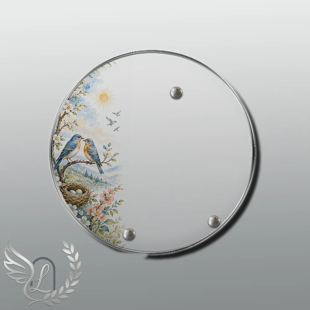 Plaque Circulaire Oiseaux nue motif 02