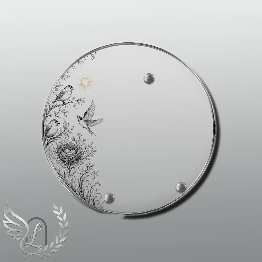 Plaque Circulaire Oiseaux nue motif 03
