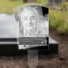 Plaque funéraire rectangle soleil plantée par appendice plexiglas, sol meuble ou pot, 1er sous-décor