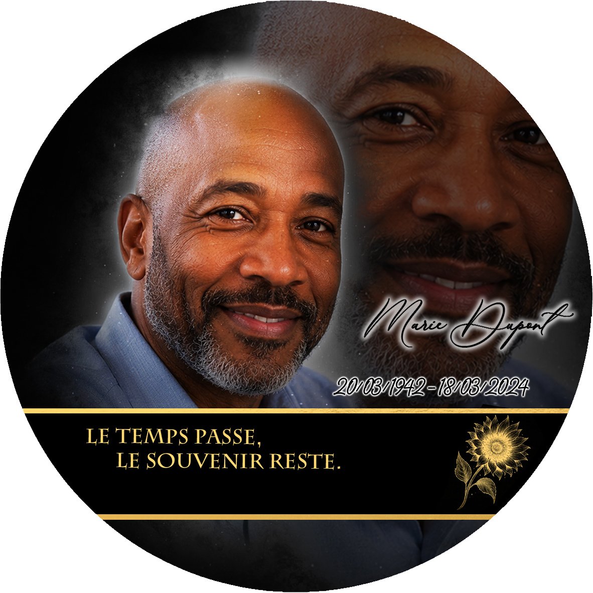 Plaque Circulaire Soleil effet Crayon, ambiance complète portrait + fond