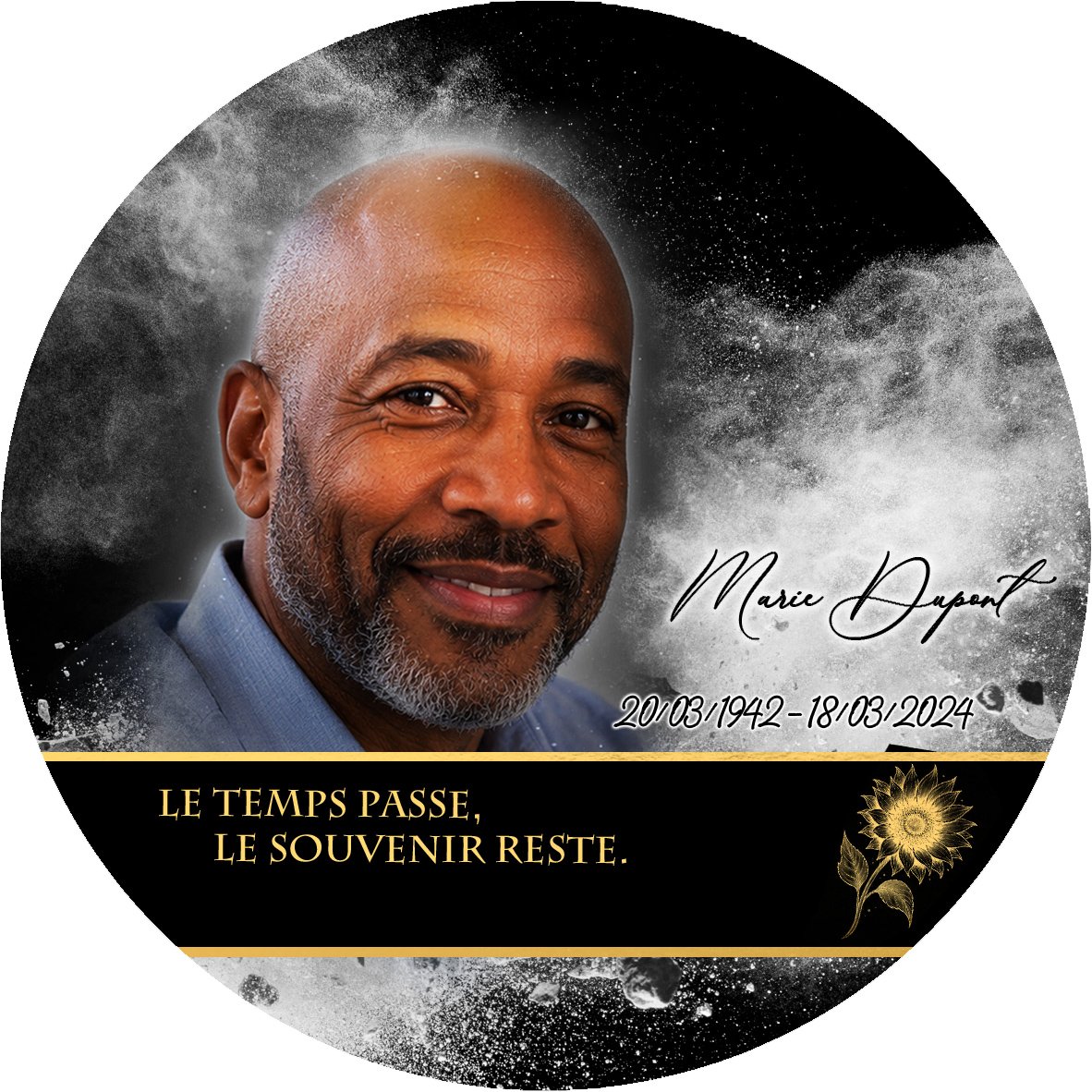 Plaque Circulaire Soleil effet Éclat, ambiance complète portrait + fond