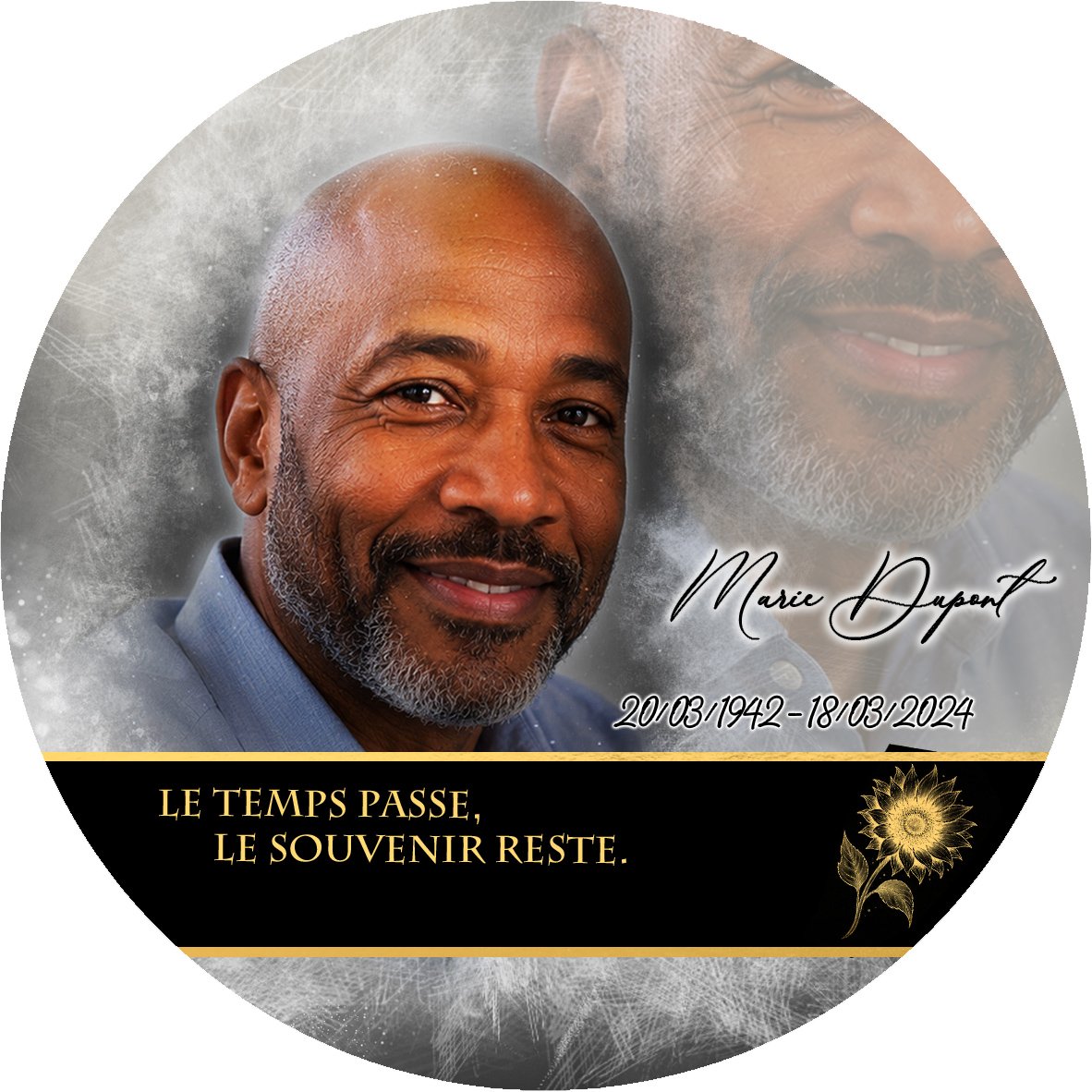 Plaque Circulaire Soleil effet Pastel, ambiance complète portrait + fond