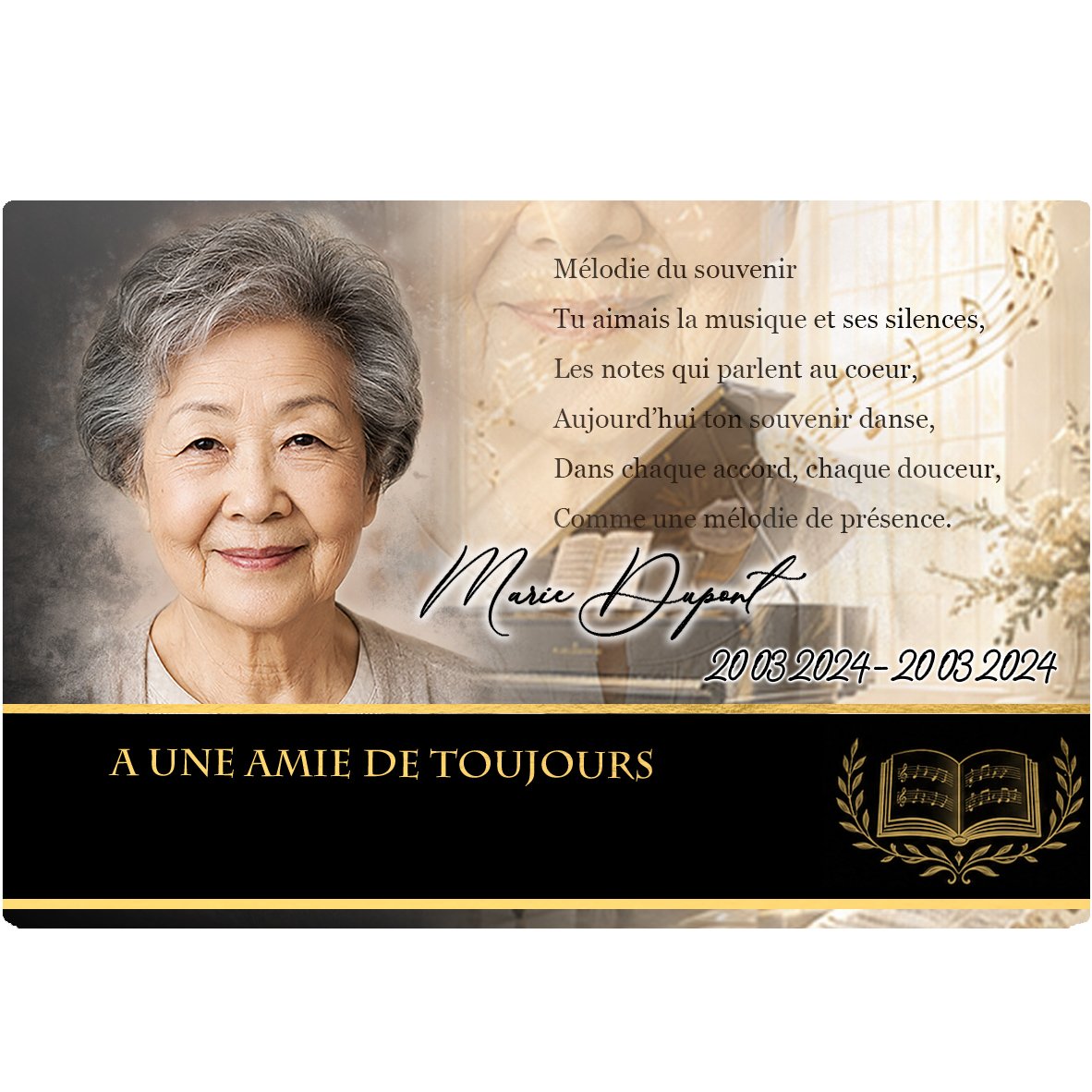 Plaque Panoramique Musique effet Crayon, ambiance complète portrait + fond