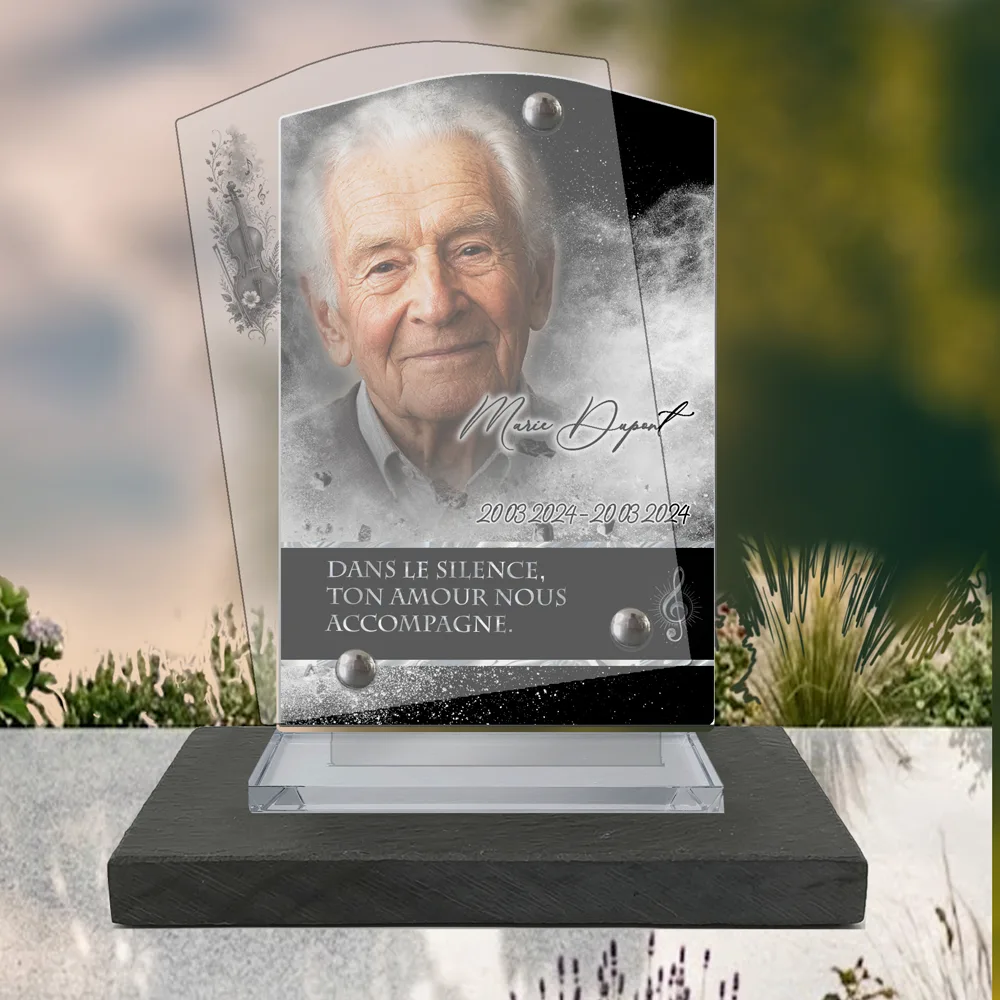 Plaque Stèle Musique à poser sur socle ardoise du Brésil