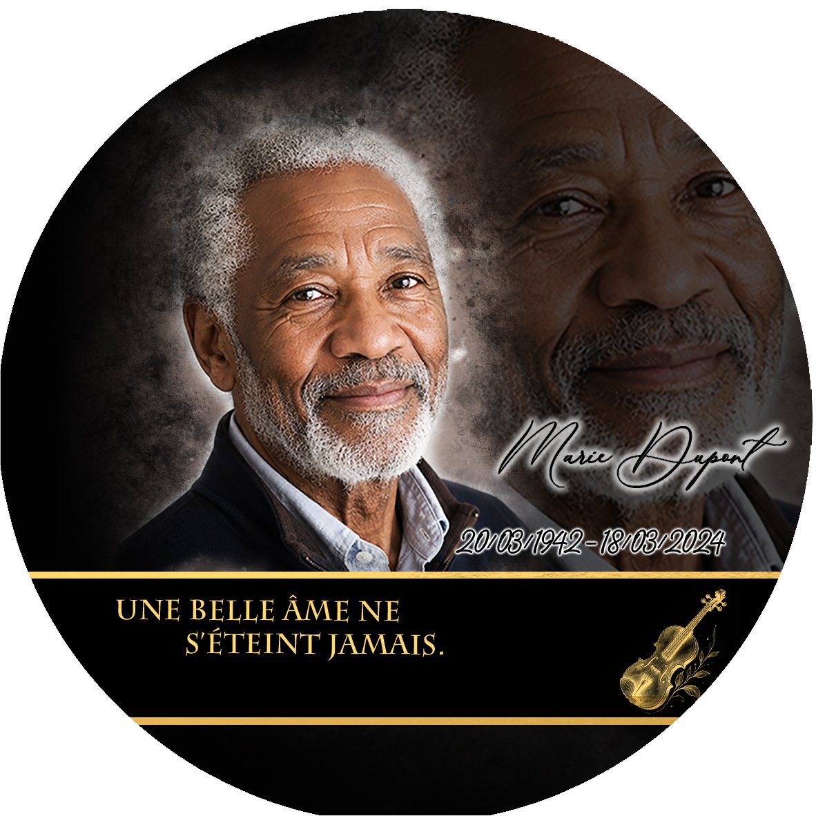Plaque Circulaire Musique effet Crayon, ambiance complète portrait + fond