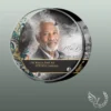 Plaque funéraire médaillon rond musique collée sur pierre tombale, double-face professionnel inclus, 1er sous-décor du thème