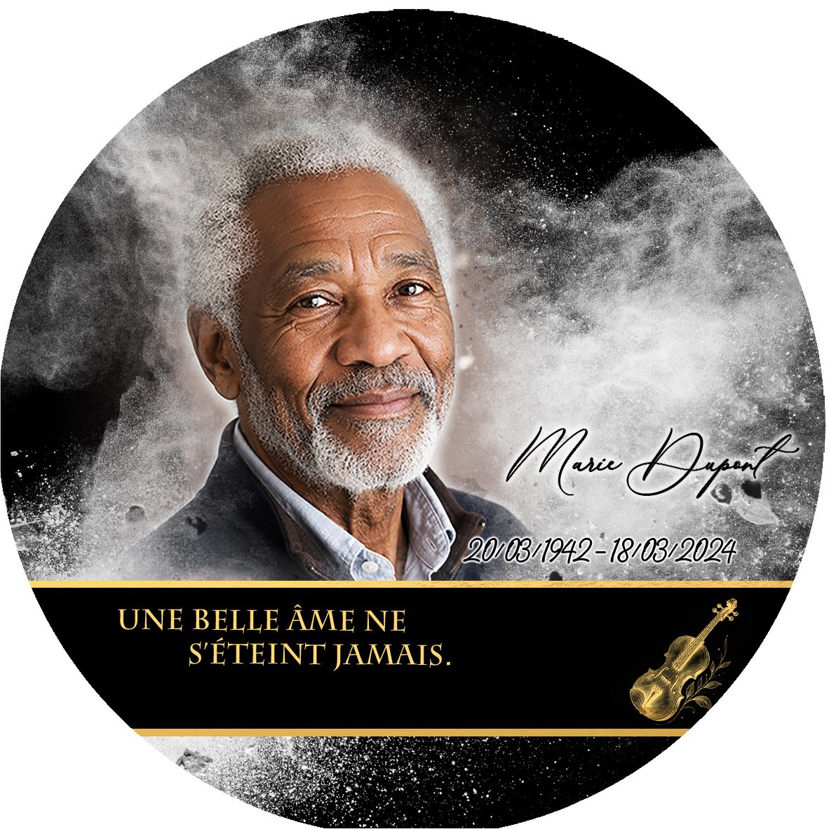 Plaque Circulaire Musique effet Éclat, ambiance complète portrait + fond