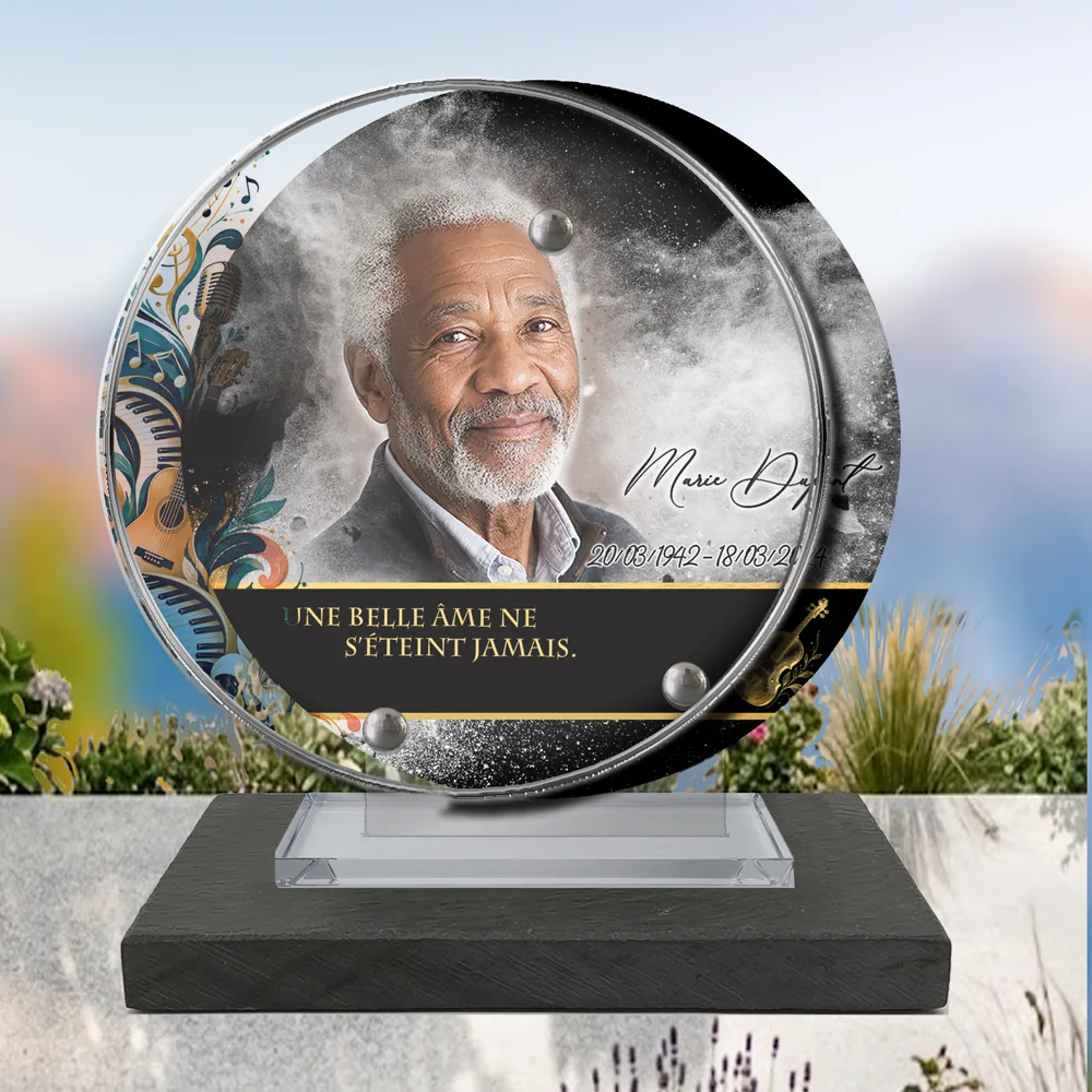 Plaque Circulaire Musique à poser sur socle ardoise du Brésil