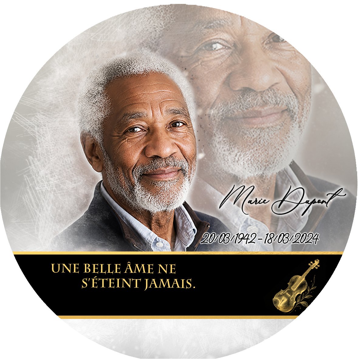 Plaque Circulaire Musique effet Pastel, ambiance complète portrait + fond