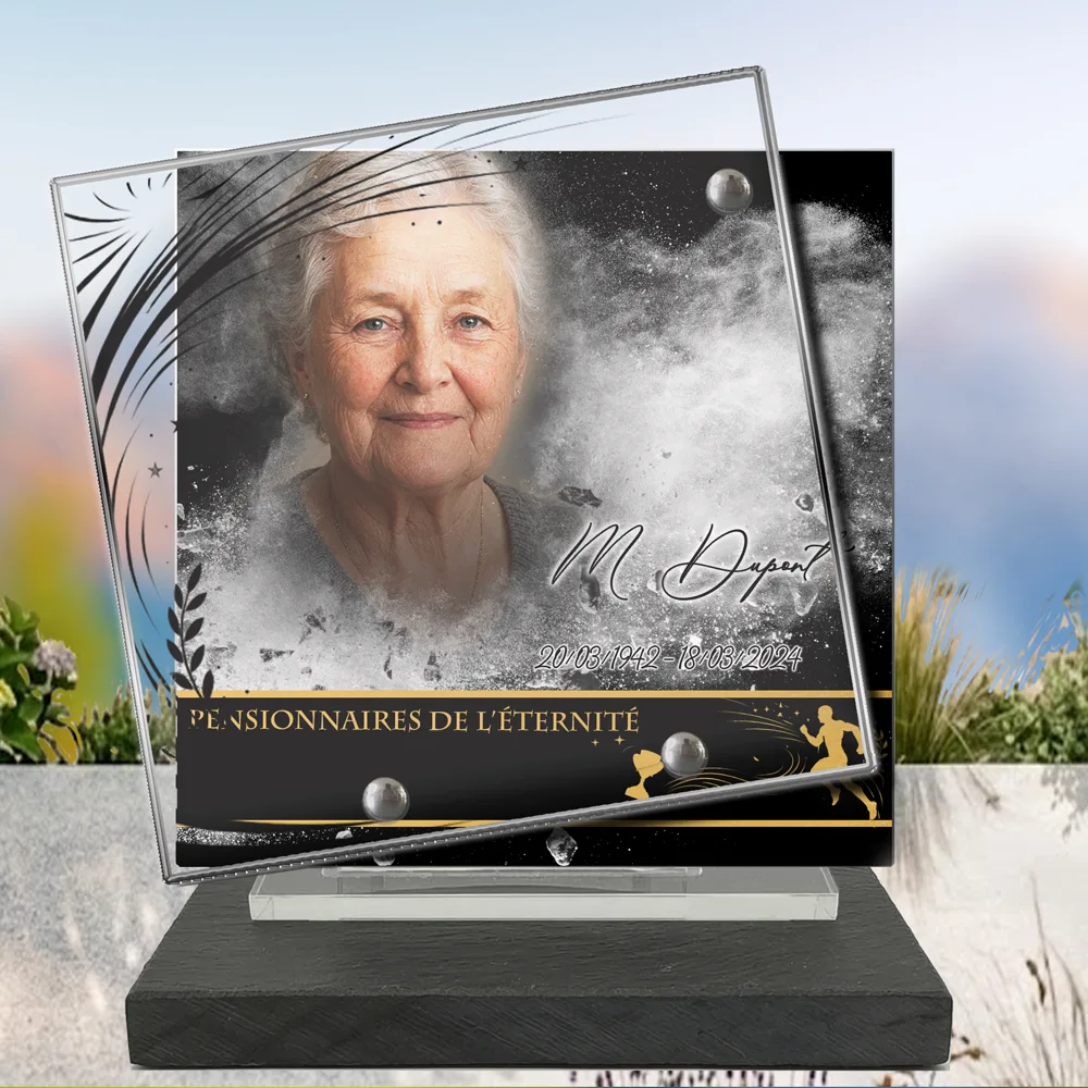 Plaque Carré Sport à poser sur socle ardoise du Brésil