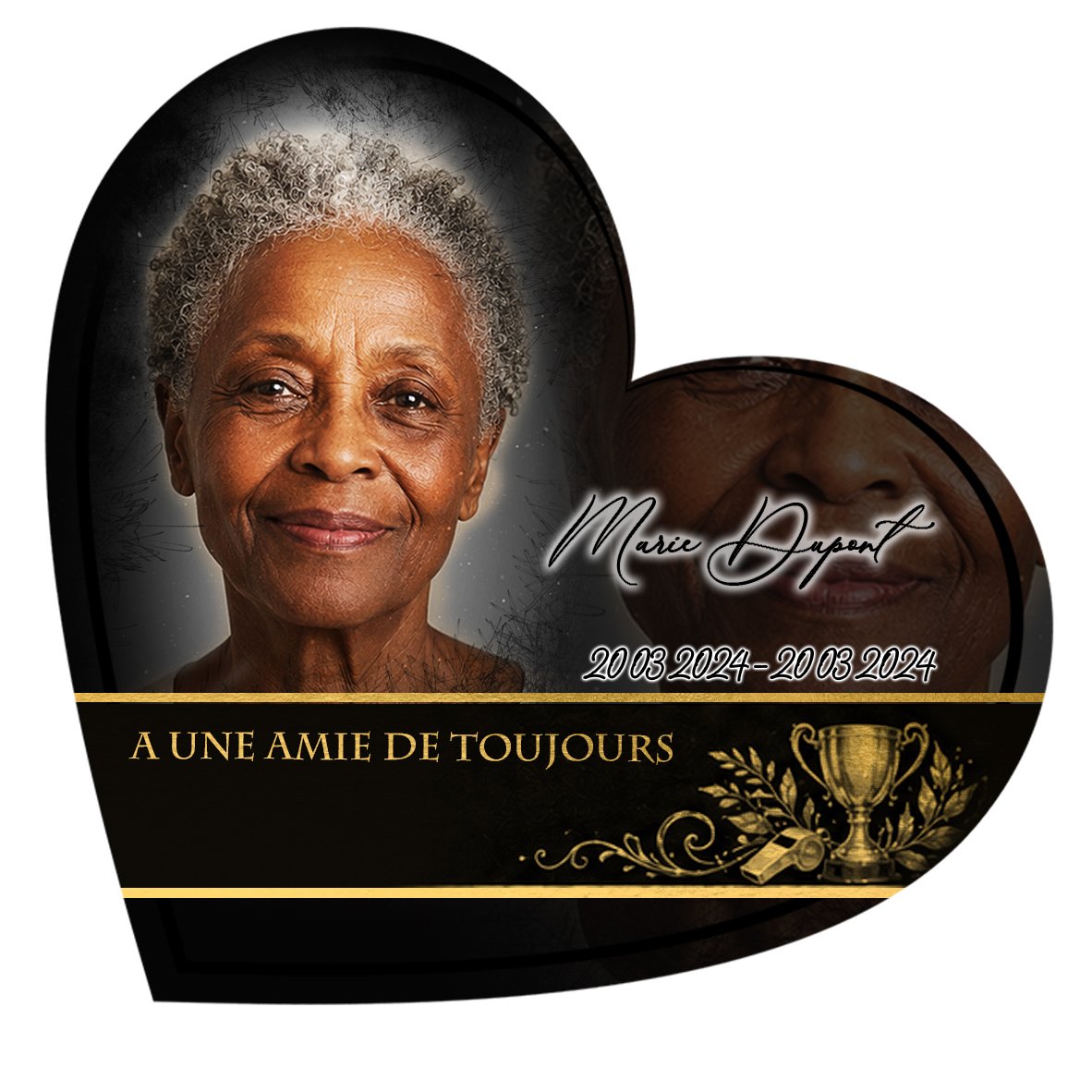 Plaque Cœur Sport effet Crayon, ambiance complète portrait + fond