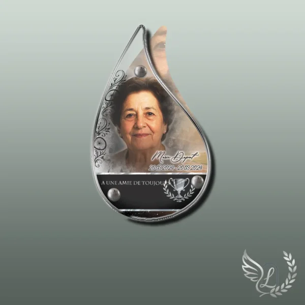 Plaque funéraire flamme sport collée sur pierre tombale, double-face professionnel inclus, 1er sous-décor du thème