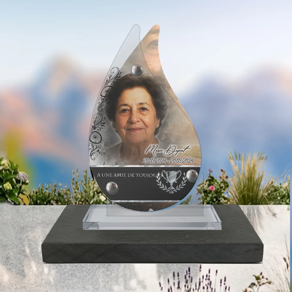 Plaque Flamme Sport à poser sur socle ardoise du Brésil
