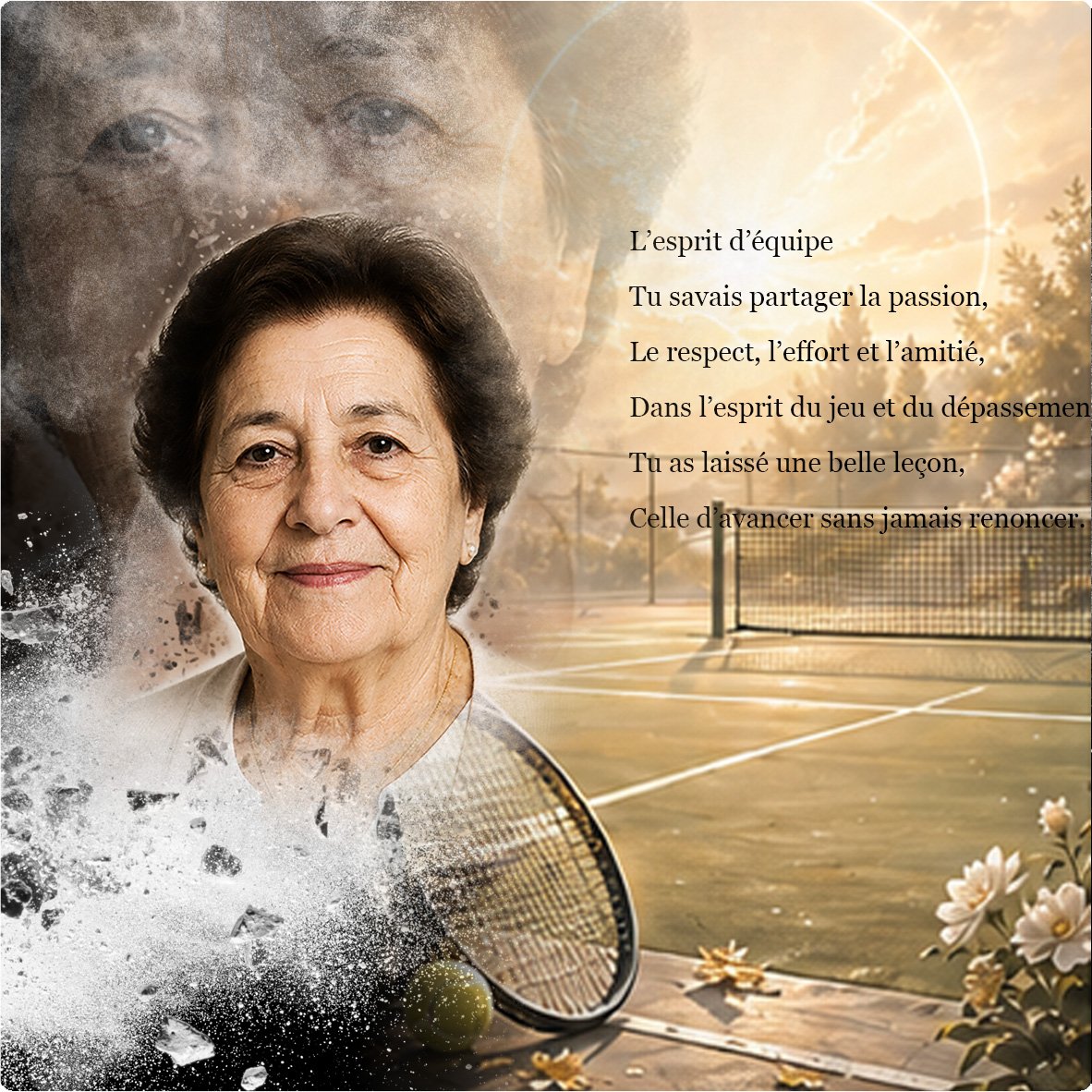 Plaque funéraire Sport forme Panoramique