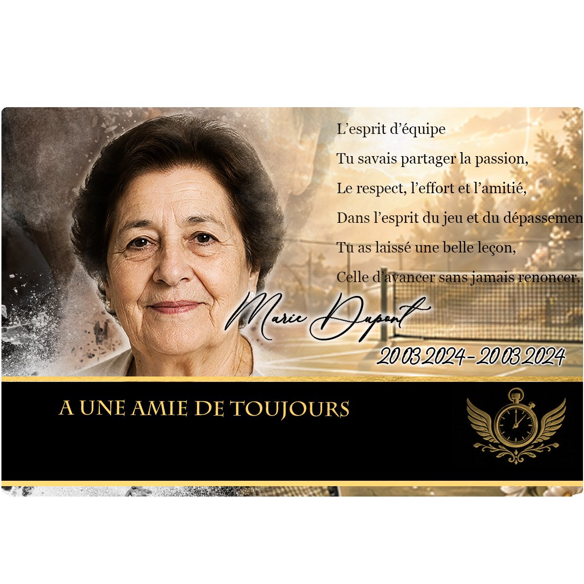 Plaque Panoramique Sport effet Éclat, ambiance complète portrait + fond