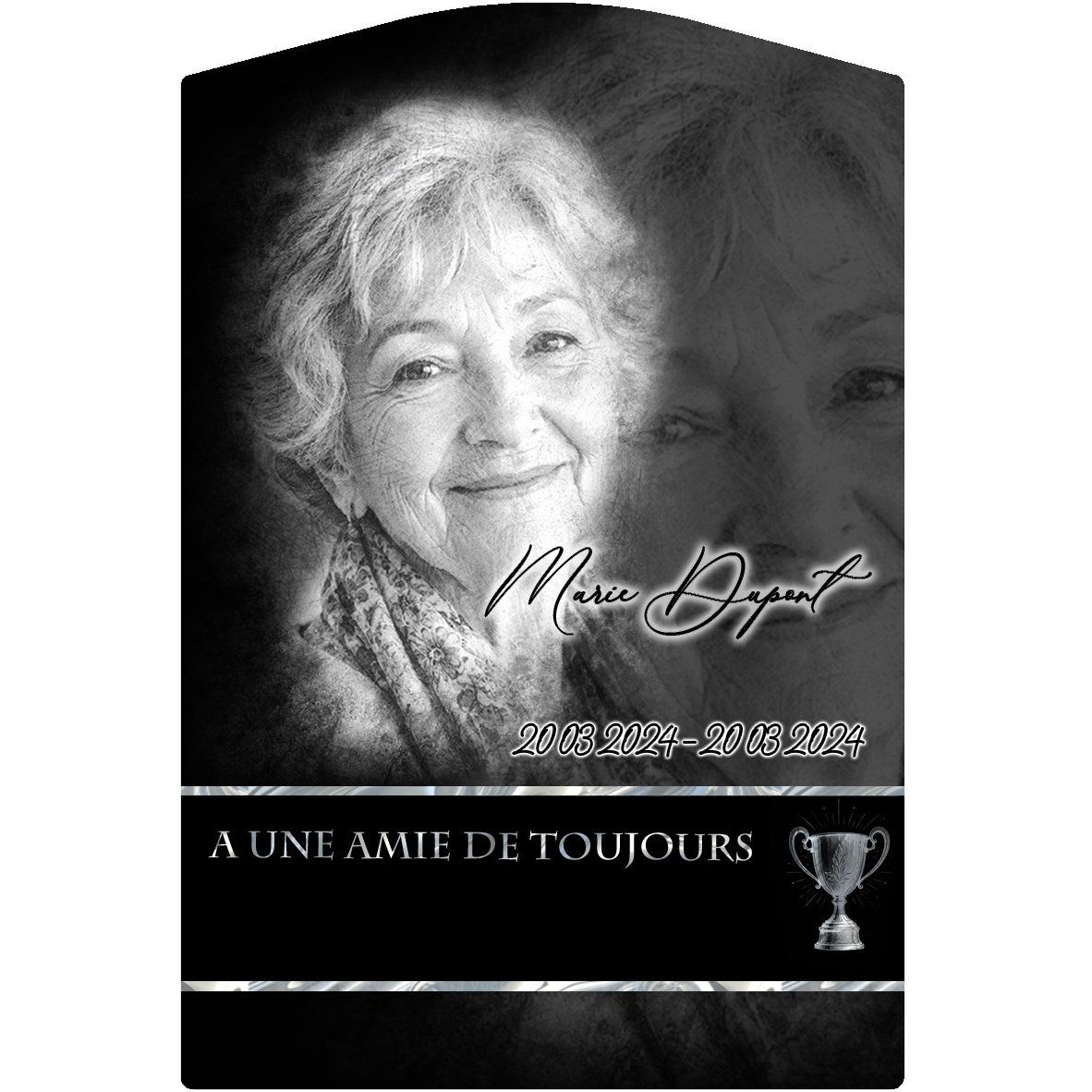 Plaque Stèle Sport effet Crayon, ambiance complète portrait + fond