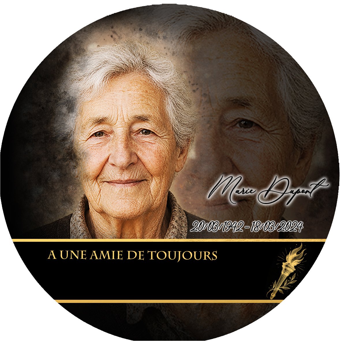 Plaque Circulaire Sport effet Crayon, ambiance complète portrait + fond