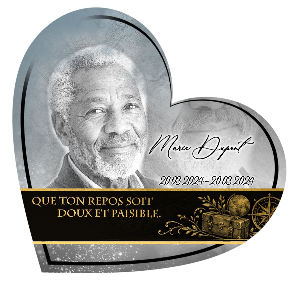 Plaque Cœur Voyage effet Pastel, ambiance complète portrait + fond