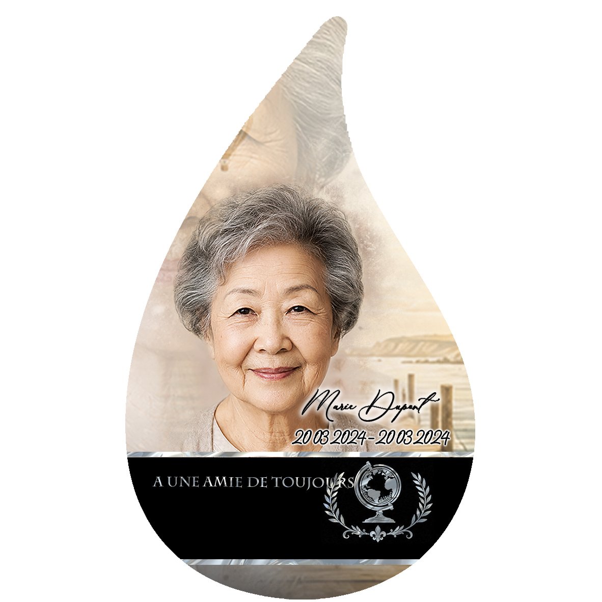 Plaque Flamme Voyage effet Pastel, ambiance complète portrait + fond