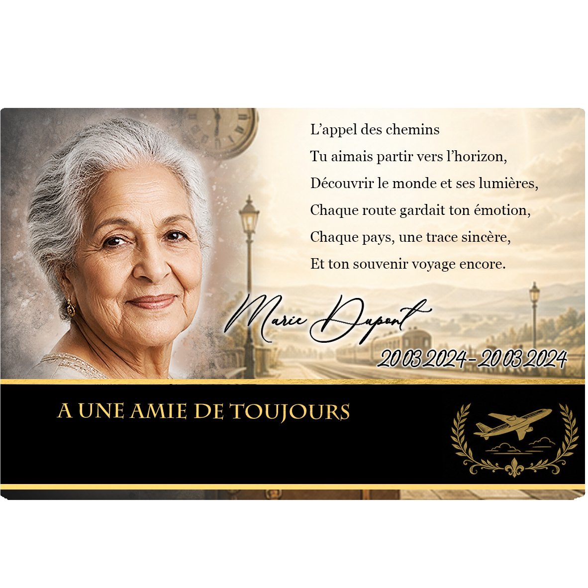 Plaque Panoramique Voyage effet Crayon, ambiance complète portrait + fond