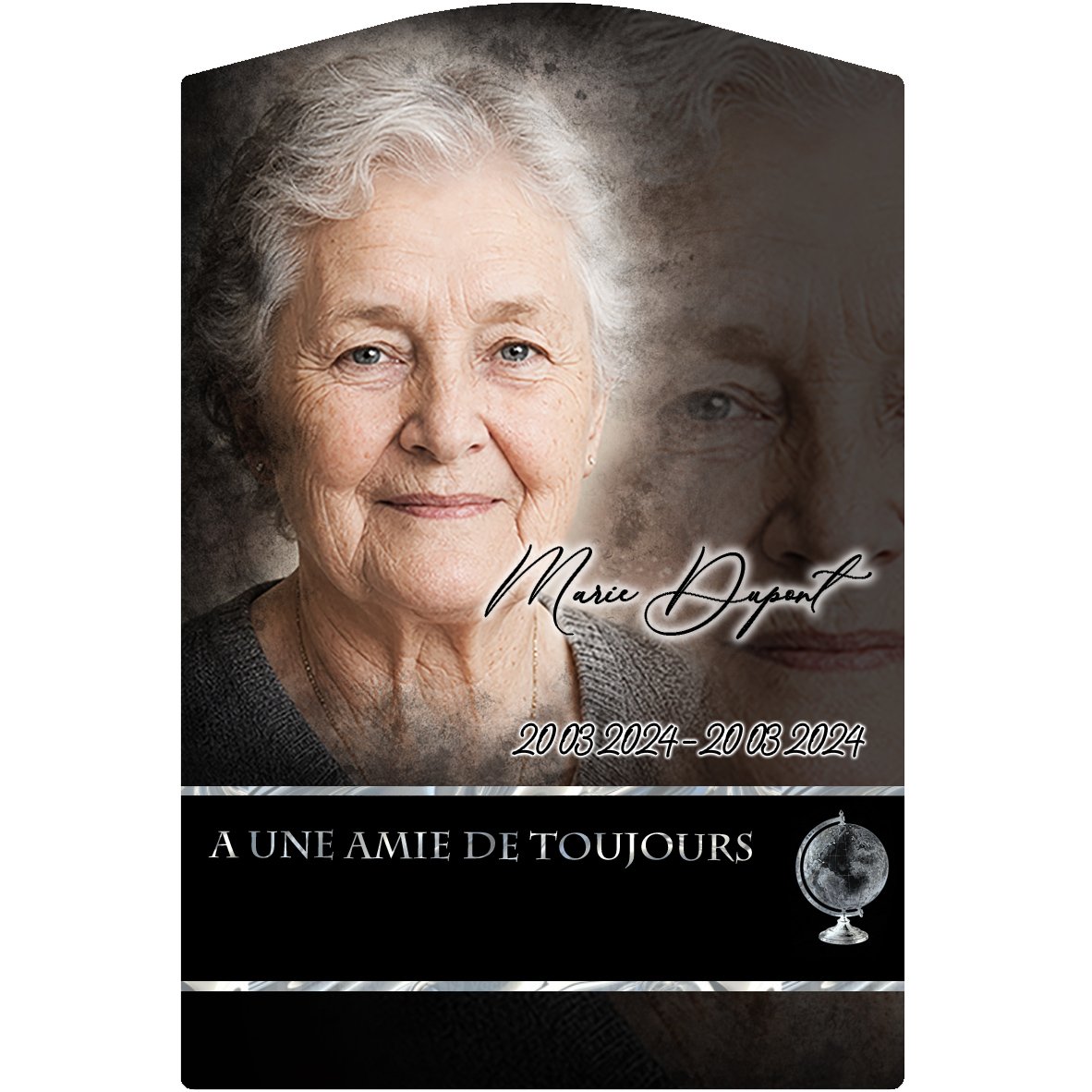 Plaque Stèle Voyage effet Crayon, ambiance complète portrait + fond