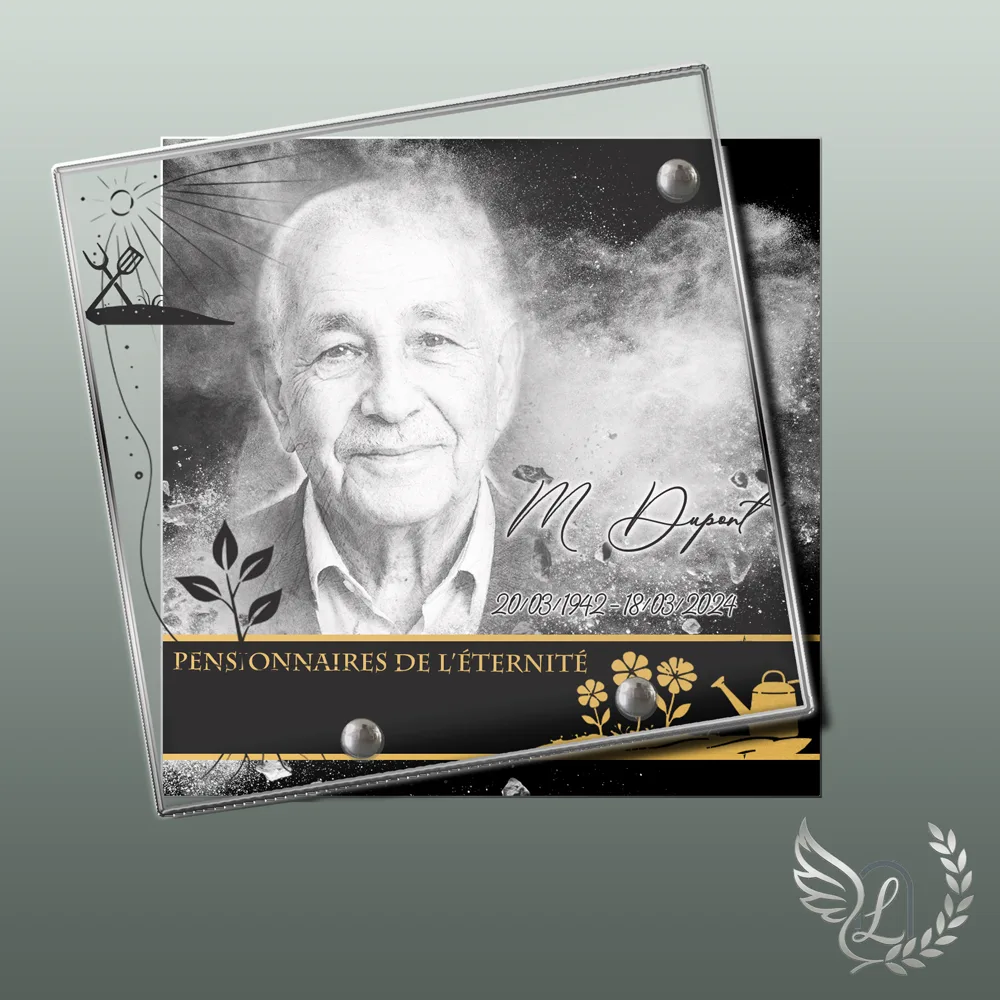 Plaque funéraire Jardinage forme Carré