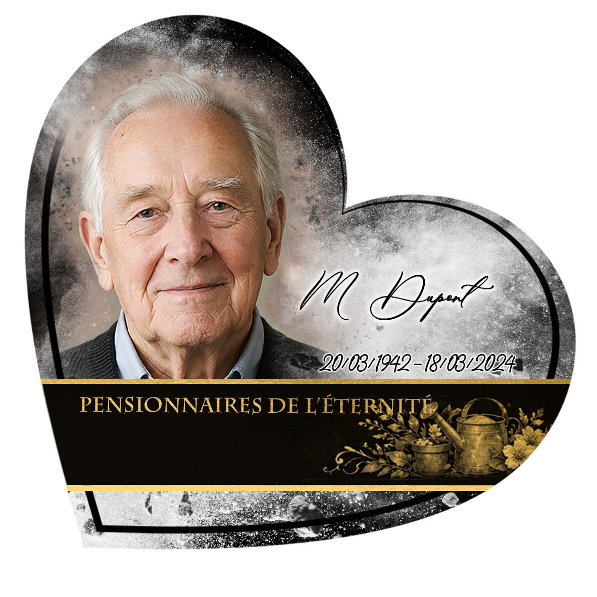 Plaque Cœur Jardinage effet Éclat, ambiance complète portrait + fond