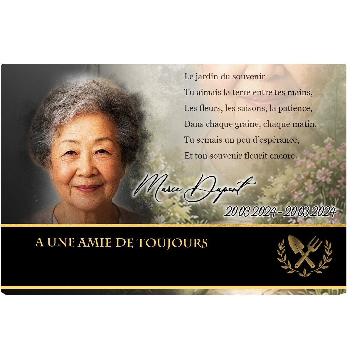 Plaque Panoramique Jardinage effet Crayon, ambiance complète portrait + fond
