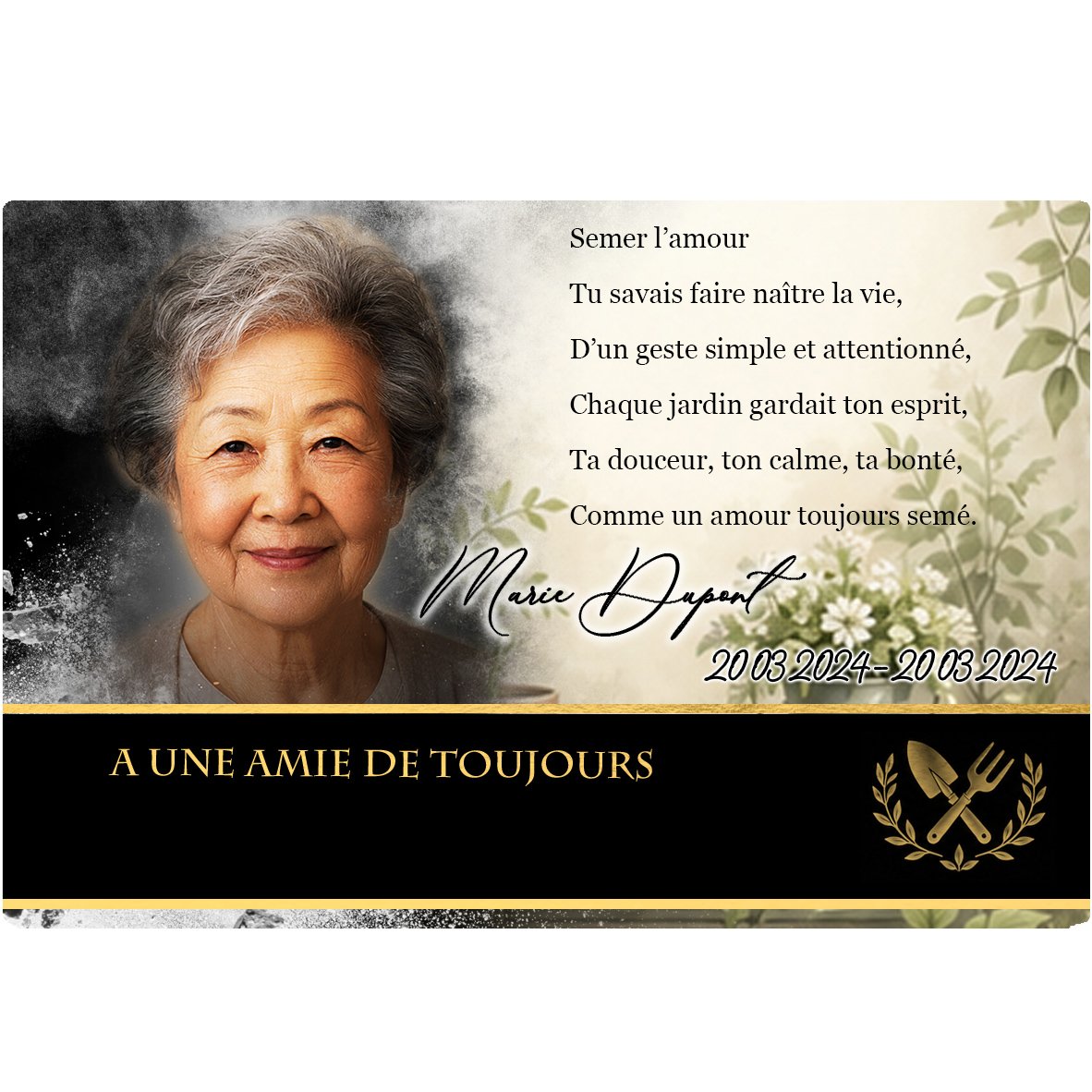 Plaque Panoramique Jardinage effet Éclat, ambiance complète portrait + fond