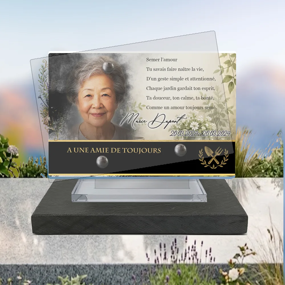 Plaque Panoramique Jardinage à poser sur socle ardoise du Brésil