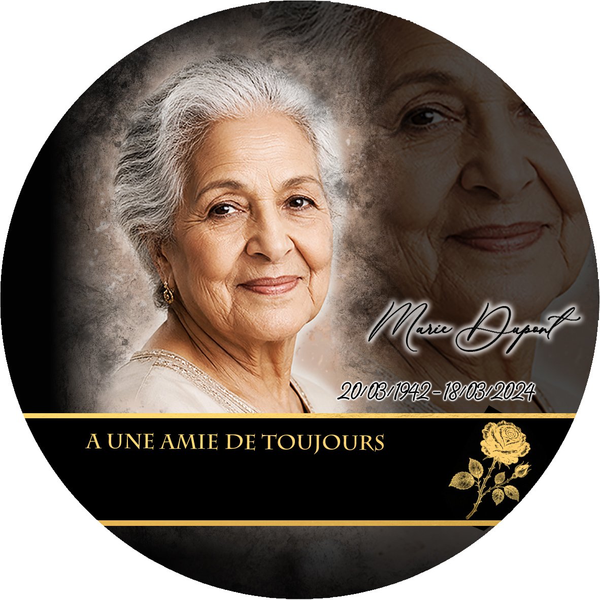 Plaque Circulaire Jardinage effet Crayon, ambiance complète portrait + fond