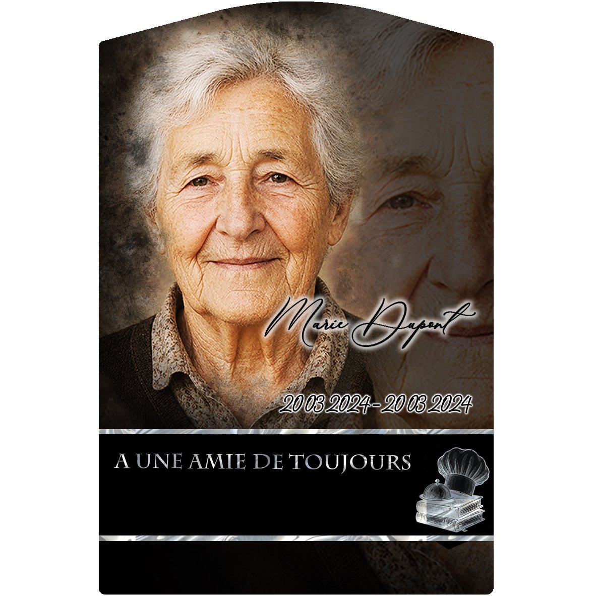 Plaque Stèle Cuisine effet Crayon, ambiance complète portrait + fond