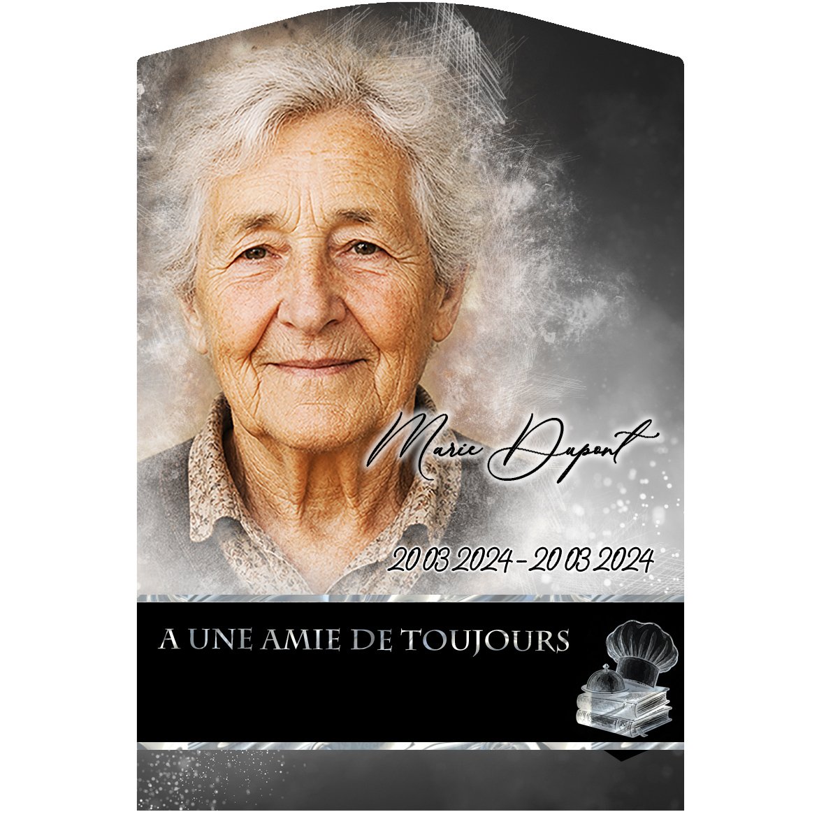 Plaque Stèle Cuisine effet Pastel, ambiance complète portrait + fond